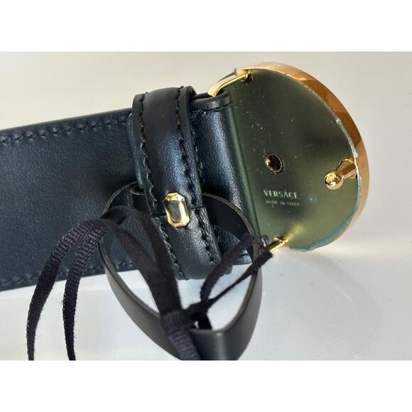 Versace Gold Medusa-Buckle Black Leather Belt 120 (48) Italy 1006276 NWT $600 - Picture 6 of 13